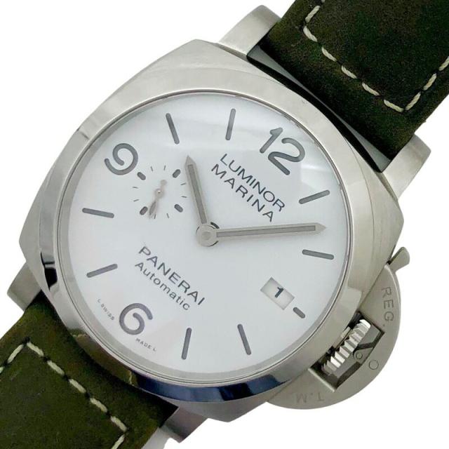 パネライ PANERAI ルミノールマリーナ PAM01314 ホワイト文字盤 SS/レザーストラップ 自動巻き メンズ 腕時計 中古