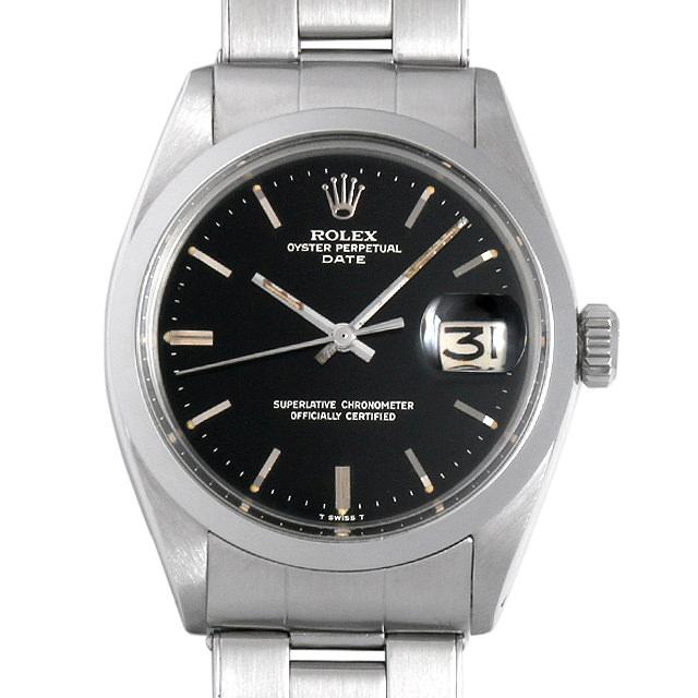 ロレックス オイスターパーペチュアル デイト 12番 1500 ブラックミラーダイヤル/バー メ メンズ(006XROAA0071) アンティーク 腕時計 送料無料