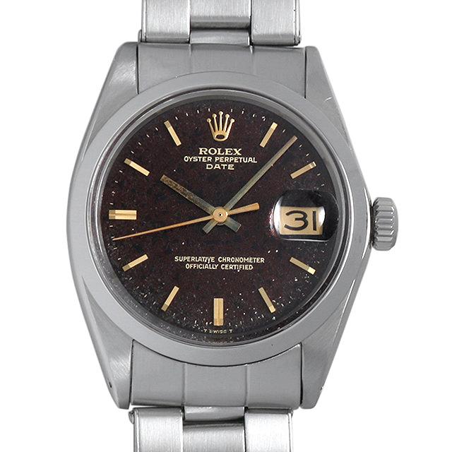 ロレックス オイスターパーペチュアル デイト Cal.1570 11番 1500 ブラックミラーダイヤル/ブラウンチェンジ メンズ(007UROAA0066) アンティーク 腕時計 送料無料