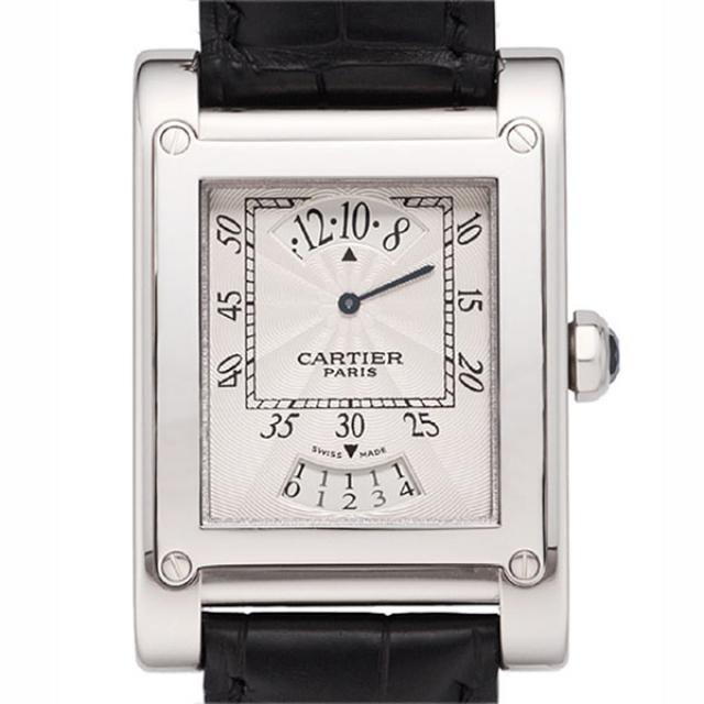 カルティエ Cartier 時計 腕時計 タンクアビス アギシェLM タイム＆デイト 手巻き K18WG ホワイトゴールド メンズ タンク W1534551 時計 腕時計 中古  送料無料