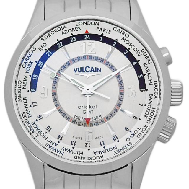 VULCAIN ヴァルカン クリケット アビエーター GMT 100108.027 手巻き メンズ 裏スケ シルバー文字盤 質屋出店 中古