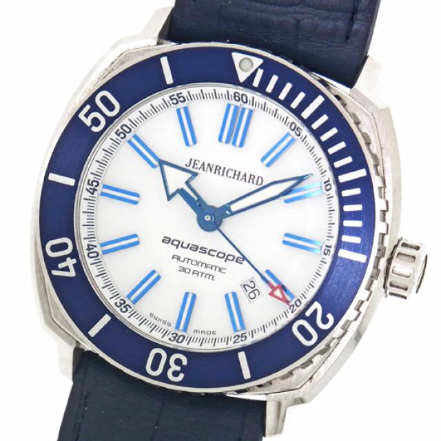 JEANRICHARD ジャンリシャール アクアスコープ 60400-11D705-FB4A 白文字盤×ブルーベゼル ステンレススチール製×ラバー SS 自動巻きメンズ腕時計 中古