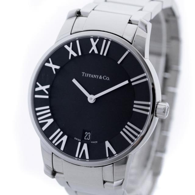Tiffany&Co ティファニー アトラス ドーム メンズ 腕時計 ステンレス シルバー ブラック文字盤 ウォッチ クォーツ Z1800.11.10A10A00A 中古