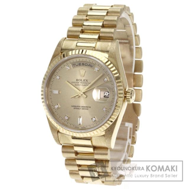 ROLEX18238A デイデイト 10Pダイヤモンド 腕時計 OH済 k18YG/k18YG メンズ 中古 ロレックス