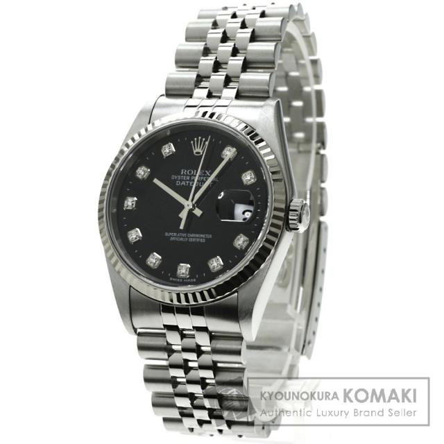 ROLEX 16234G デイトジャスト 10Pダイヤモンド 腕時計 OH済 ステンレス メンズ 中古 ロレックス