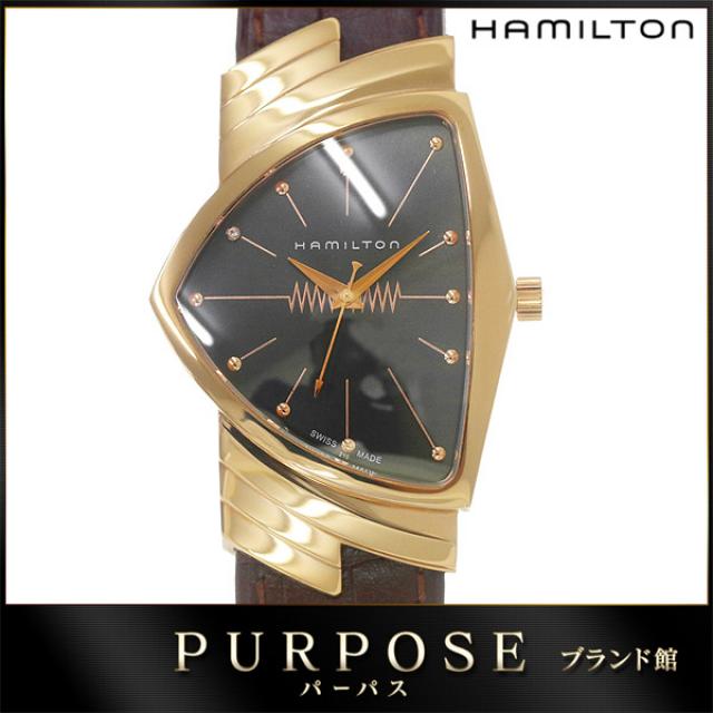 ハミルトン HAMILTON ベンチュラ H244410 50周年記念モデル 限定1000本 メンズ 腕時計 ダイヤ グレー 文字盤 H24441521 ピンクゴールド クォーツ ウォッチ 中古 電池交換 済み