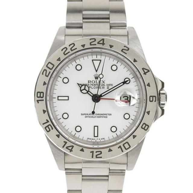 ROLEX 美品 ロレックス ROLEX エクスプローラー 2 腕時計 16570 白 メンズ シルバー ホワイト 中古
